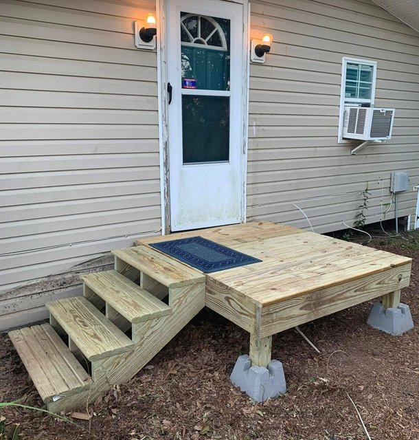 newly built wood deck and steps