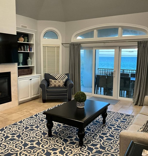 coastal living room in a beachfront vacation rental
